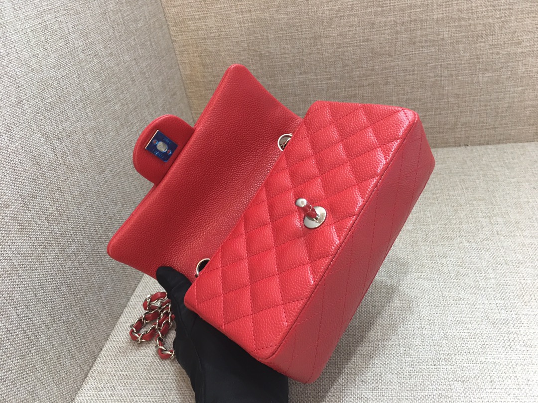 Small Classic Flap Caviar Bag A01116 Red/Silver